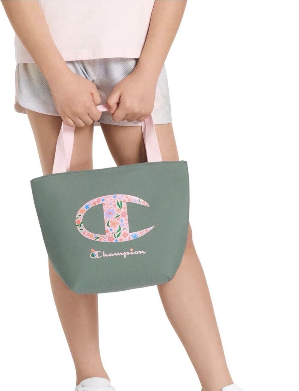 Champion Green Floral Logo Zip lunch Bag for girls